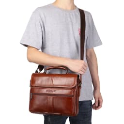 New men's genuine leather briefcase retro style cowhide crossbody bag large-capacity shoulder bag multi-functional handbag