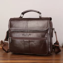 New men's genuine leather briefcase retro style cowhide crossbody bag large-capacity shoulder bag multi-functional handbag