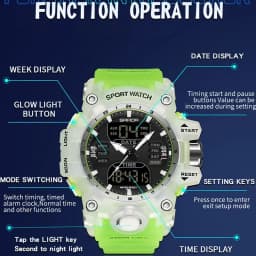SANDA Luxury G Style Men's Electronic Watch Military Outdoor Sports LED Analog Digital Dual Display 50M Waterproof Chronograph