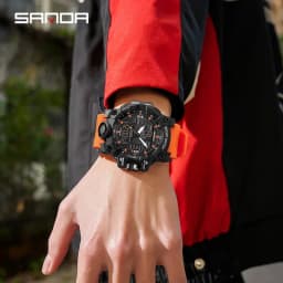SANDA Luxury G Style Men's Electronic Watch Military Outdoor Sports LED Analog Digital Dual Display 50M Waterproof Chronograph