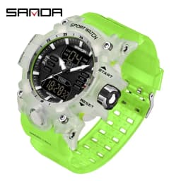 SANDA Luxury G Style Men's Electronic Watch Military Outdoor Sports LED Analog Digital Dual Display 50M Waterproof Chronograph