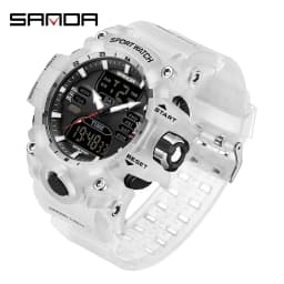 SANDA Luxury G Style Men's Electronic Watch Military Outdoor Sports LED Analog Digital Dual Display 50M Waterproof Chronograph