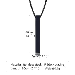 Waterproof Pillar Necklaces for Men Women,Stainless Steel Rectangle Vertical Bar Pendant Necklace,Simple Casual Collar Gifts