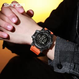 SANDA Men Outdoor Sports Watch Waterproof LED Analog Digital Show Multifunction Big Dial Electronic Wristwatch G style Male Cloc