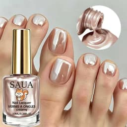 10ML Champagne Color Nail Polish, Fast-Drying, No UV Lamp Needed, Pearl Cream Texture, High Gloss,For Daily Use and Parties