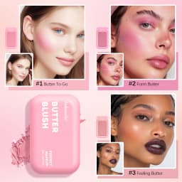 Professional Makeup Powder Blush 12HR Wear Vegan Formula Blusher Makeup Blush in Bar Cosmetics Palette Powder Pink Cream Face
