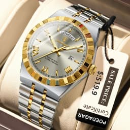 POEDAGAR Luxury Top Watch For Man Classic Week Date Waterproof Luminous Men Wristwatch Stainless Steel Quartz Men's Watches Male