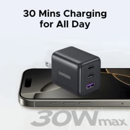 【US Plug】UGREEN 30W GaN Charger Mini PD 3.0 USB C Phone Charger For iPhone 17 16 15 Pro Max Samsung S25 Xiaomi Tablet iPad Air