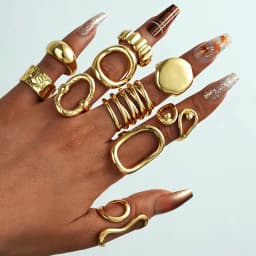 New 10Pcs/Set Irregular Smooth Rings Set for Women Geometric Exaggerated Gold Color Finger Rings Vintage Fashion Party Jewelry
