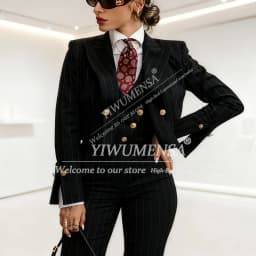 Classic Stripes Women Suits 3 Pieces Sets Peaked Lapel Prom Blazers Outfits Customized Lady Business Office Attire Mother Tuxedo