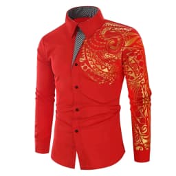 2026 Men's Brand Shirt, Luxury Gold High Quality Long Sleeve Shirts, Business White Black Men Dress Prom Social Print Shirts