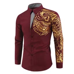 2026 Men's Brand Shirt, Luxury Gold High Quality Long Sleeve Shirts, Business White Black Men Dress Prom Social Print Shirts