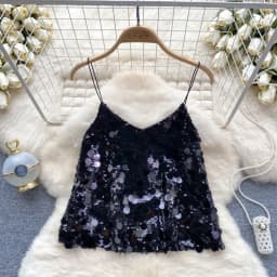 Sexy Glitter Sequined Camis Chic Slim Party Club Tank Top Basic Fashion Off Shoulder Tops Women Hotsweet Crop Top