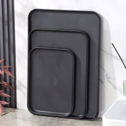 Heavy-Duty Black Rectangular Serving Tray - Non-Slip Surface, Commercial Grade for Restaurants, Hotels, Cafes & Fast Food