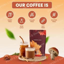 Organic Mushroom Coffee Powder Contain 6 Types Adaptogenic Mushrooms Extract MCT Oil Brewing Use Smooth Daily Beverage Support