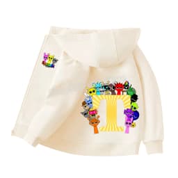 Sprunki Child Cardigan Jacket Anime Cartoon A-Z Letter Windbreaker Hooded Girl Clothes Casual Thin Tops Coat Kids Clothing Gift