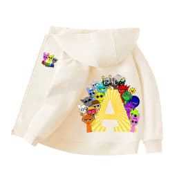 Sprunki Child Cardigan Jacket Anime Cartoon A-Z Letter Windbreaker Hooded Girl Clothes Casual Thin Tops Coat Kids Clothing Gift