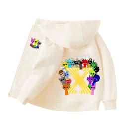 Sprunki Child Cardigan Jacket Anime Cartoon A-Z Letter Windbreaker Hooded Girl Clothes Casual Thin Tops Coat Kids Clothing Gift