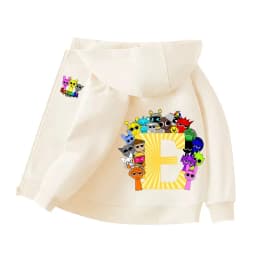 Sprunki Child Cardigan Jacket Anime Cartoon A-Z Letter Windbreaker Hooded Girl Clothes Casual Thin Tops Coat Kids Clothing Gift