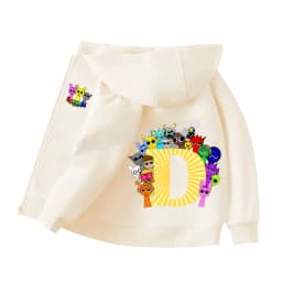 Sprunki Child Cardigan Jacket Anime Cartoon A-Z Letter Windbreaker Hooded Girl Clothes Casual Thin Tops Coat Kids Clothing Gift