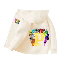 Sprunki Child Cardigan Jacket Anime Cartoon A-Z Letter Windbreaker Hooded Girl Clothes Casual Thin Tops Coat Kids Clothing Gift