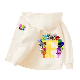 Sprunki Child Cardigan Jacket Anime Cartoon A-Z Letter Windbreaker Hooded Girl Clothes Casual Thin Tops Coat Kids Clothing Gift