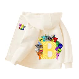 Sprunki Child Cardigan Jacket Anime Cartoon A-Z Letter Windbreaker Hooded Girl Clothes Casual Thin Tops Coat Kids Clothing Gift