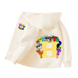Sprunki Child Cardigan Jacket Anime Cartoon A-Z Letter Windbreaker Hooded Girl Clothes Casual Thin Tops Coat Kids Clothing Gift