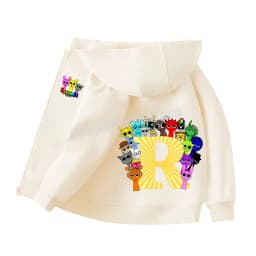 Sprunki Child Cardigan Jacket Anime Cartoon A-Z Letter Windbreaker Hooded Girl Clothes Casual Thin Tops Coat Kids Clothing Gift