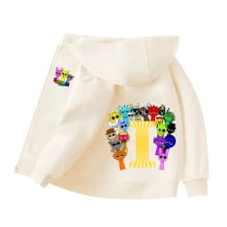 Sprunki Child Cardigan Jacket Anime Cartoon A-Z Letter Windbreaker Hooded Girl Clothes Casual Thin Tops Coat Kids Clothing Gift
