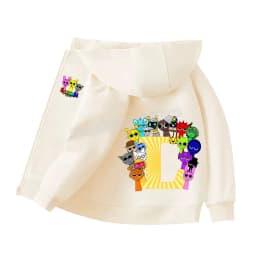 Sprunki Child Cardigan Jacket Anime Cartoon A-Z Letter Windbreaker Hooded Girl Clothes Casual Thin Tops Coat Kids Clothing Gift