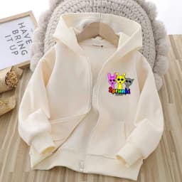 Sprunki Child Cardigan Jacket Anime Cartoon A-Z Letter Windbreaker Hooded Girl Clothes Casual Thin Tops Coat Kids Clothing Gift