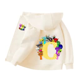 Sprunki Child Cardigan Jacket Anime Cartoon A-Z Letter Windbreaker Hooded Girl Clothes Casual Thin Tops Coat Kids Clothing Gift