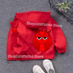 Sprunki PU Waterproof Jackets for Children Cartoon Anime Fashion Coats Boys Girls Autumn Winter Warm Windbreak Coat Kids Clothes