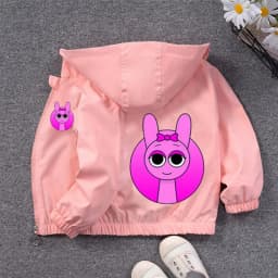 Sprunki PU Waterproof Jackets for Children Cartoon Anime Fashion Coats Boys Girls Autumn Winter Warm Windbreak Coat Kids Clothes