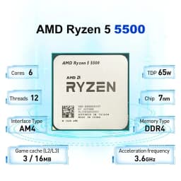 original CPU processor AMD Ryzen 5 CPU processor 5500 gaming CPU processor AM4 65W 7nm L3=16M DDR4 R5 5500 gaming processor