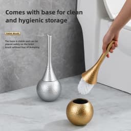 Luxury Gold Toilet Brush Set Replaceable Nylon Soft Bristle Brush Long Handle For WC Bathroom Accessories Cleaning Tools