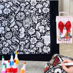 DIY Coloring Blanket with 24 Colors Markers, 125x156cm Washable Cozy Velvet Throw Giant Doodle Colored Blanket for Living Room