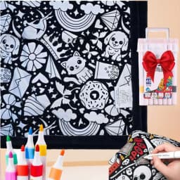 DIY Coloring Blanket with 24 Colors Markers, 125x156cm Washable Cozy Velvet Throw Giant Doodle Colored Blanket for Living Room