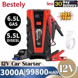 Bestely 12V 99800mAh 3000A Car Jump Starter Car Battery Starters Portable Power Bank 12V Starting Device Petrol Diesel Car