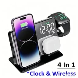 3 in 1 Wireless Charger For Samsung Galaxy Watch 6 5 Pro Fast Charging Station For Galaxy S24 S23 S22 Alarm Clock Chargers Stand