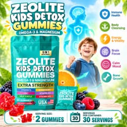 Zeolite Kids Detox Gummies, Support Body Cleansing & Immune Health & Energy & Brain Focus & Calm Mood & Bone Growth,60 Gummies