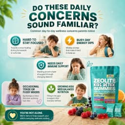 Zeolite Kids Detox Gummies, Support Body Cleansing & Immune Health & Energy & Brain Focus & Calm Mood & Bone Growth,60 Gummies
