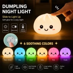 2026 New Luminous Colored Steamed Dumpling Squishy Toy, Soft Silicone Decompression LED Night Light, Glowing Squeeze Lamp for An