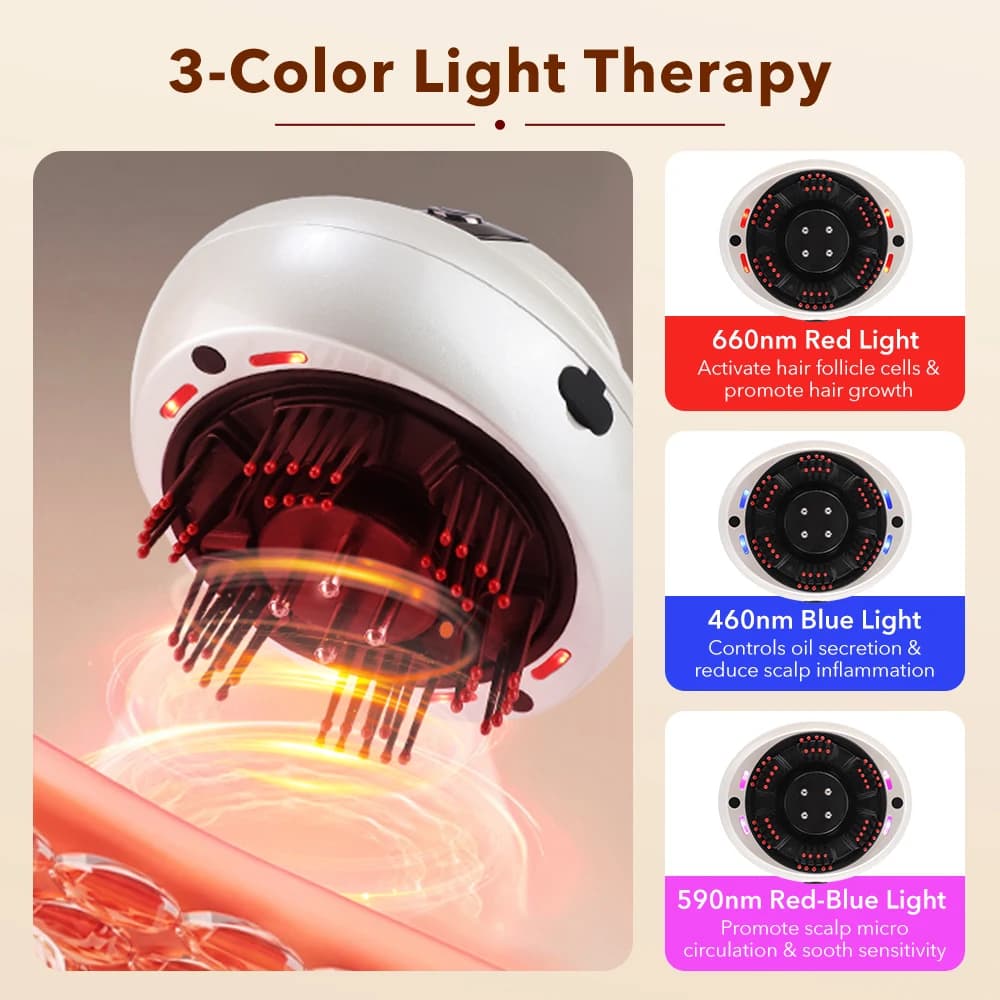 Portable Red Light Head Massager 660nm with Mist Spray Kneading Scalp Relaxation Machine Oil Applicator for Head Massage