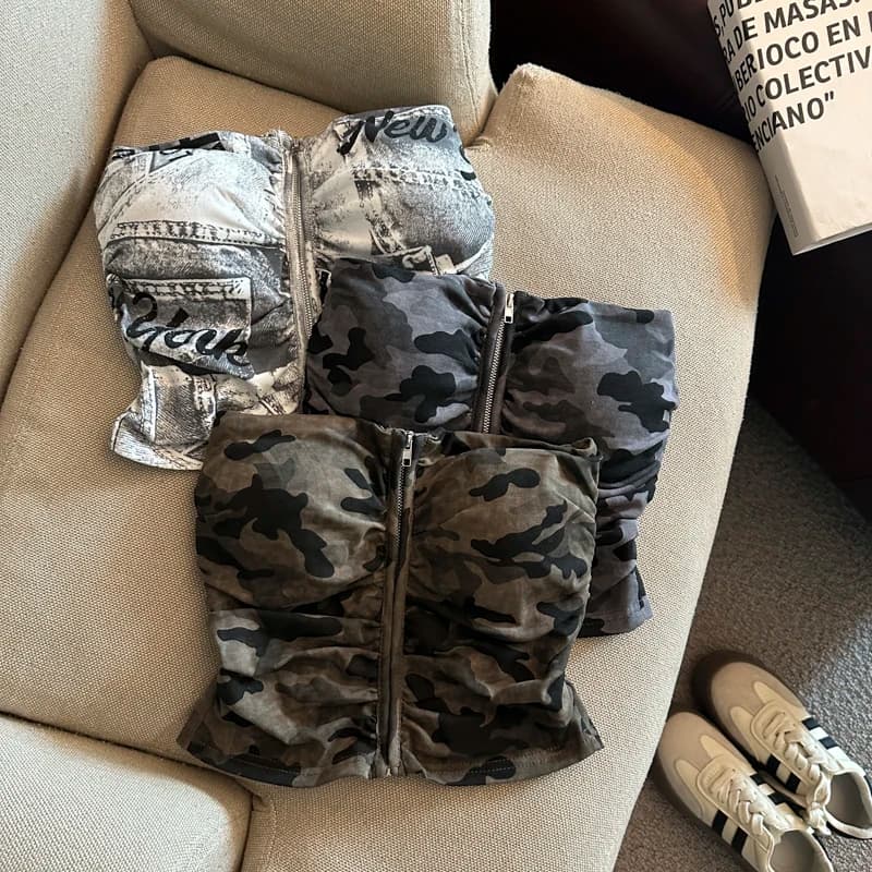Camouflage Women's Clothing With Chest Pad Y2k Clothes Crop Top Girls Bustier Vest Harajuku Fashion Shoujo Girl Tops Sexy Woman