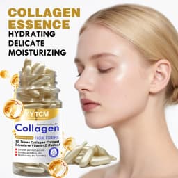 Collagen Firming Capsule Essence, Moisturizing and Smoothing the Skin, Contains Plant-Based Squalane, Retinol, and Vitamin E Deep Hydration Essence (0.4Gx90 Capsules)/Bottle-1 Bottle