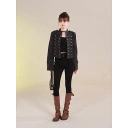 Women's Clothing Short Coat New Jeans Jacket Retro Button Design Slim Stand-up Collar Long Sleeves Denim Top Jacket Short Coat