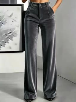 New Women Velvet Straight‑leg Pants, High Waist Draping Simple Trousers, Slim Fit Tummy Control Casual Bottoms