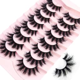HBZGTLAD 5/8 Pairs of Natural Russian Striped Mink Lashes 3D False Lashes Volume Wavy False Lashes Eyelash Extensions Makeup